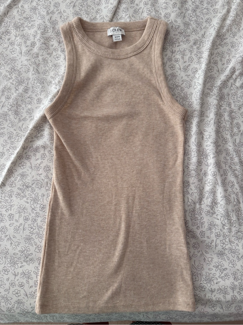 J. Crew Ribbed Sleeveless Tank Top in Neutral Beige